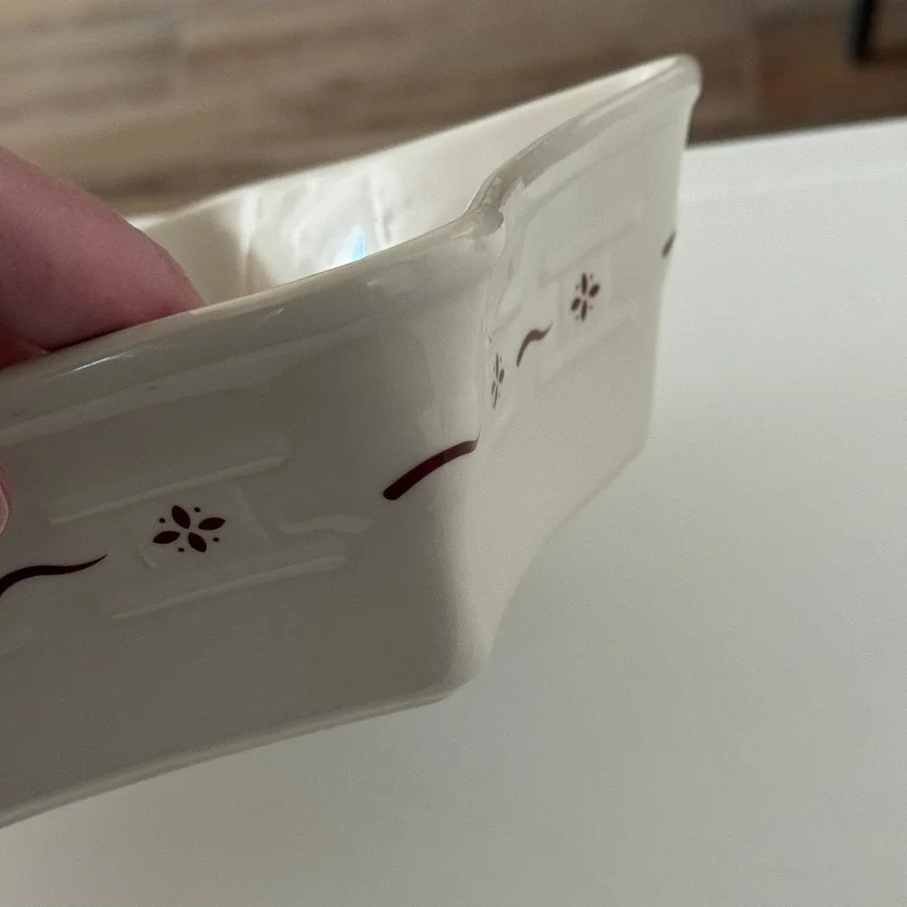 Longaberger Pottery‎ Star Shaped Bowl Woven Traditions Burgundy Oven Dishwasher